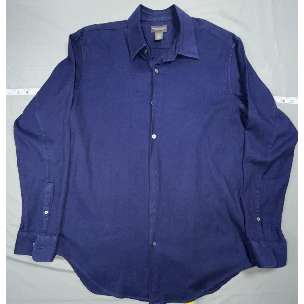 Banana Republic Dress Shirt Mens XL Blue Solid Stretch Cotton Long Sleeve